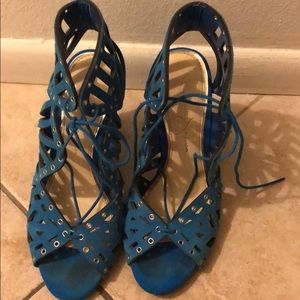 Blue high heels